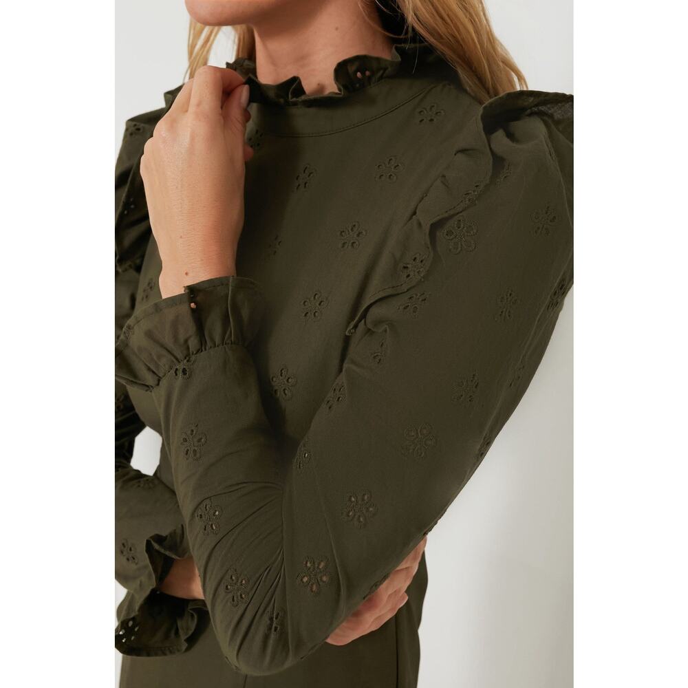 Tuckernuck HYACINTH HOUSE Regina Ruffle Midi Dress Olive Green Size S - Picture 3 of 14